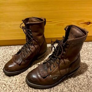 Classic Brown Leather Lace-Up Women's Boots